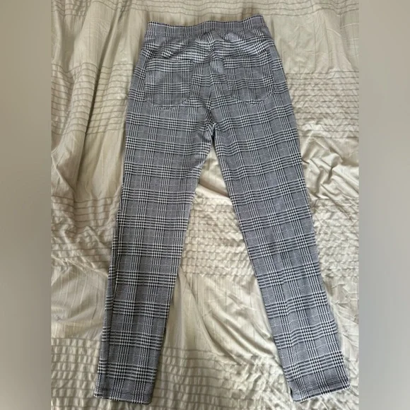 Halara Flex High Waisted Pocket Houndstooth Plaid Skinny Work Pants Blue White - Picture 4 of 6